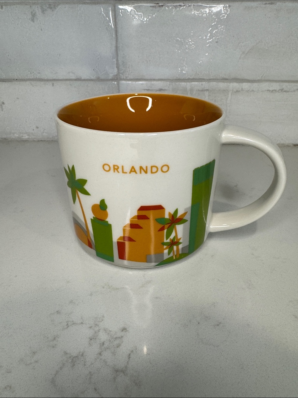 Starbucks Orlando City Icon Ceramic Mug - White with Orange Interior